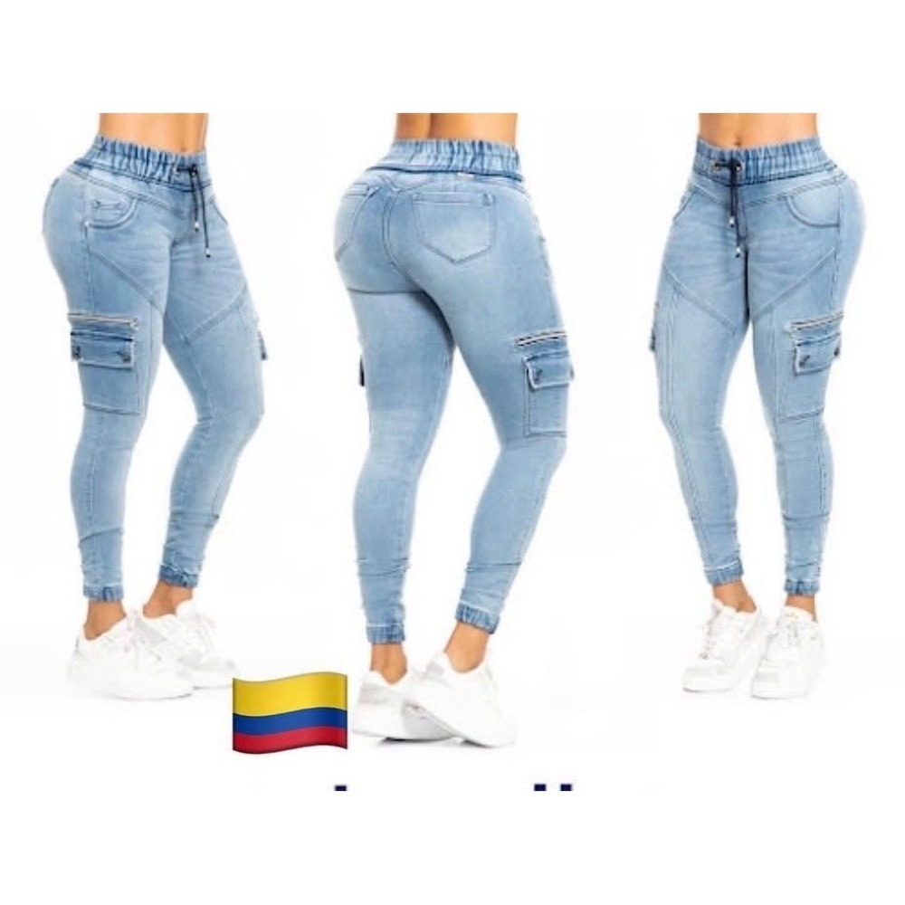Lowell Keans Colombianos Size 12 Butt Lift Fashion High-waist Blue Denim Jogger